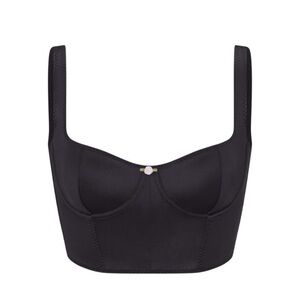 SKIMS stretch satin corset in Onyx/ Black, size Small NWT